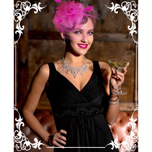 3336 Derby Hat For Women 20s 50s Vintage Fascinator With Headband And Clip